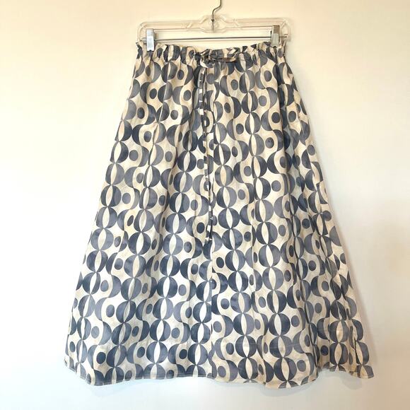 Hache cotton poplin knee length skirt elastic waist drawstring medium pockets - Picture 1 of 7